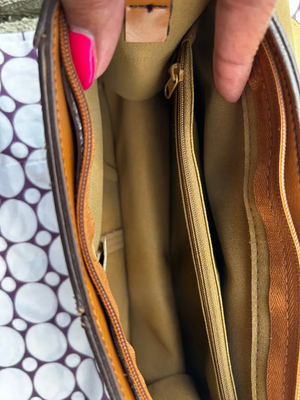 Caramel Colored Leather Shoulder Bag/Purse